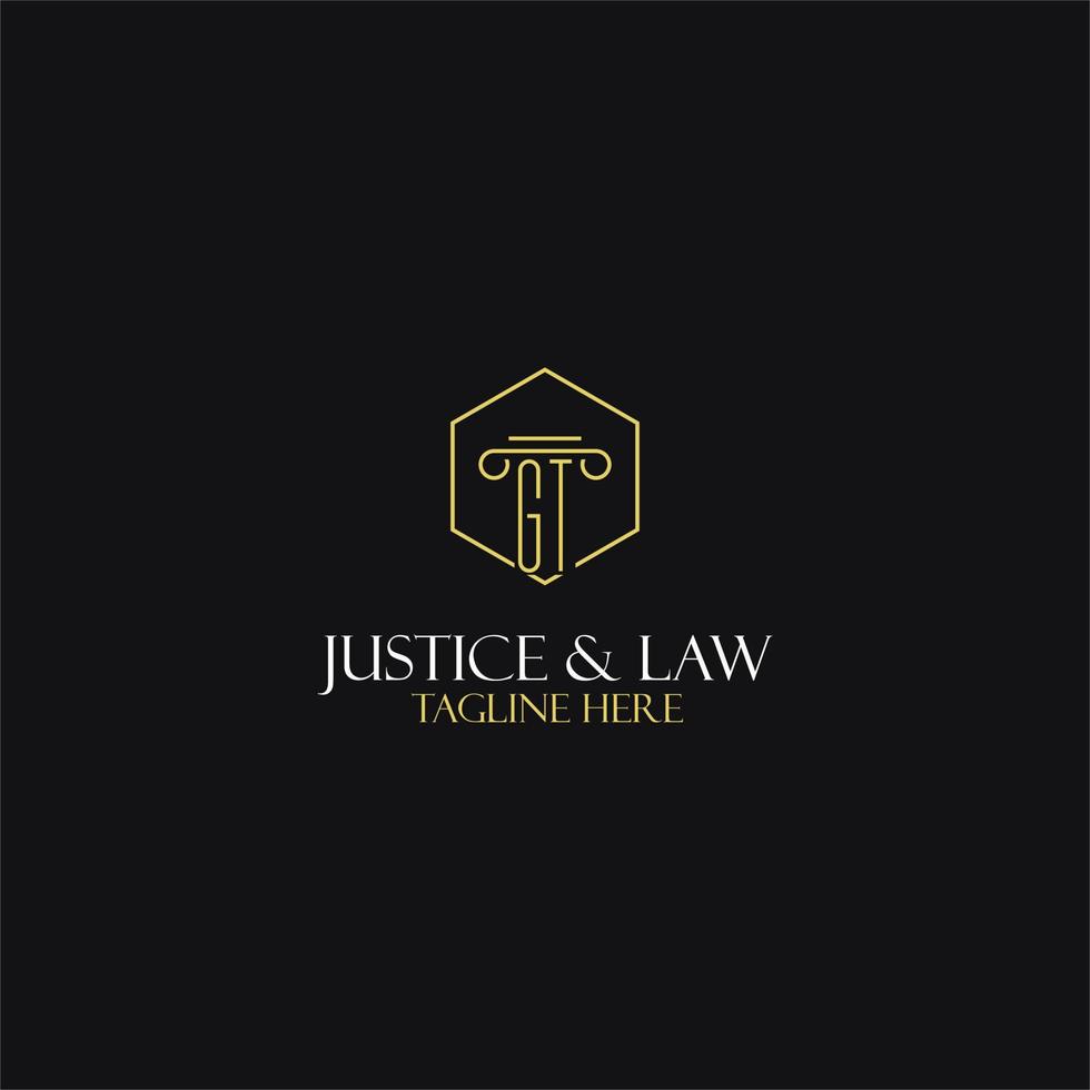 GT monogram initials design for legal, lawyer, attorney and law firm logo vector