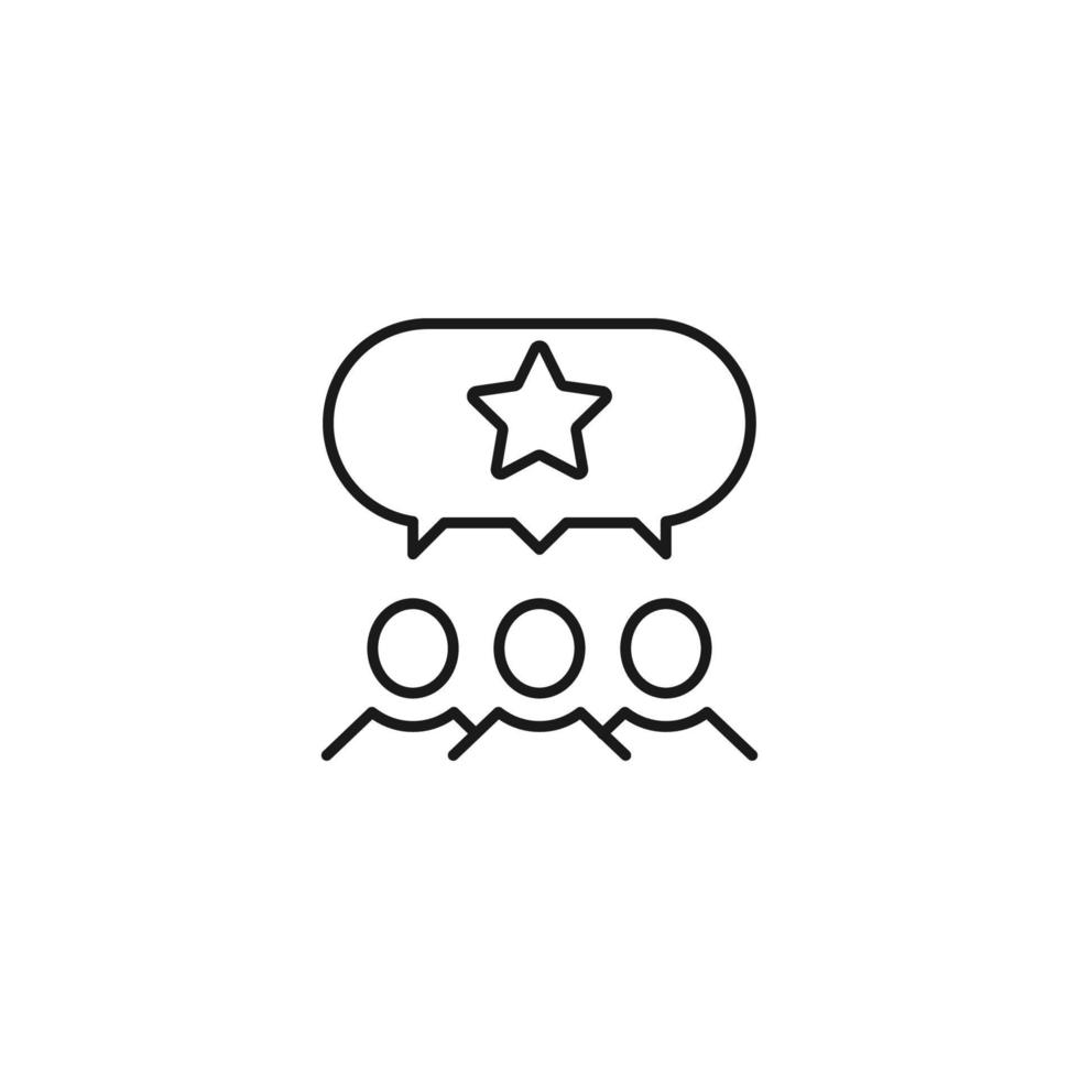 personas, personal, concepto de burbuja de habla. icono de línea vectorial para sitios web, tiendas, cursos en línea, etc. signo de estrella dentro de la burbuja del habla sobre un grupo de personas vector