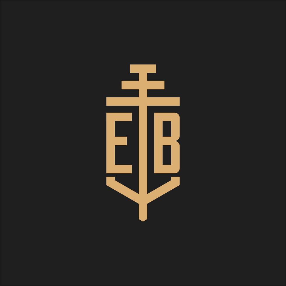 monograma del logotipo inicial de eb con vector de diseño de icono de pilar