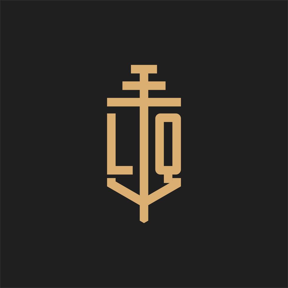 LQ initial logo monogram with pillar icon design vector