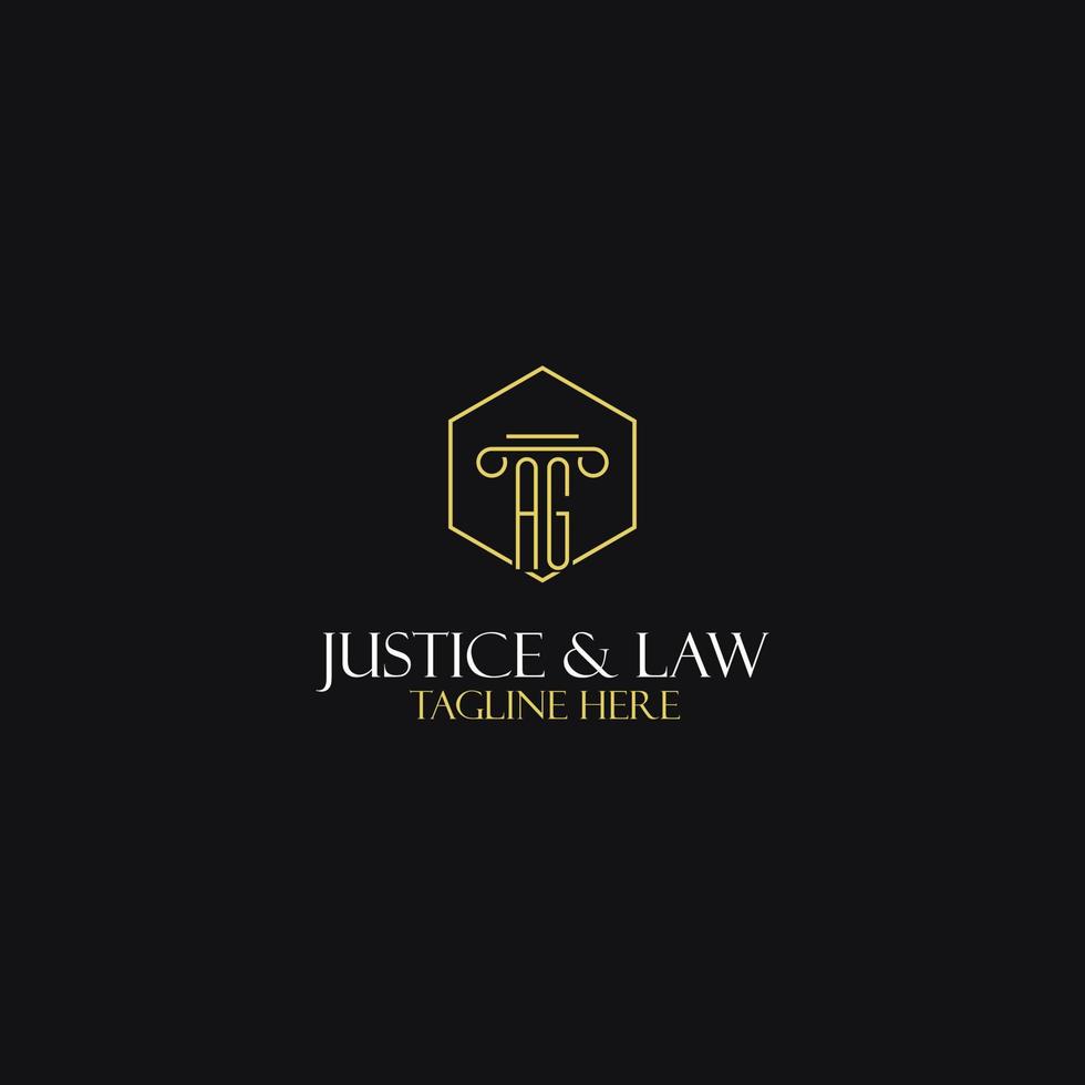 AG monogram initials design for legal, lawyer, attorney and law firm logo vector