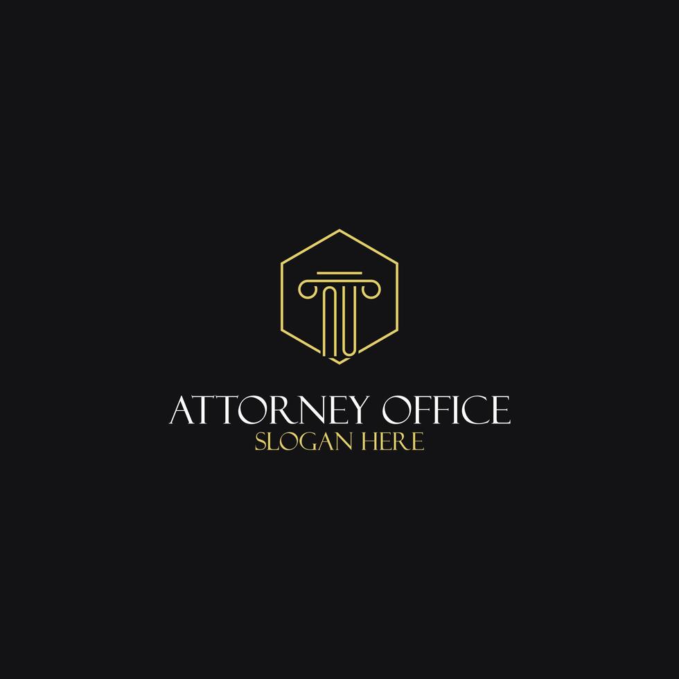 NU monogram initials design for legal, lawyer, attorney and law firm logo vector