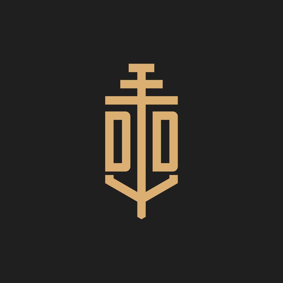 monograma del logotipo inicial de dd con vector de diseño de icono de pilar