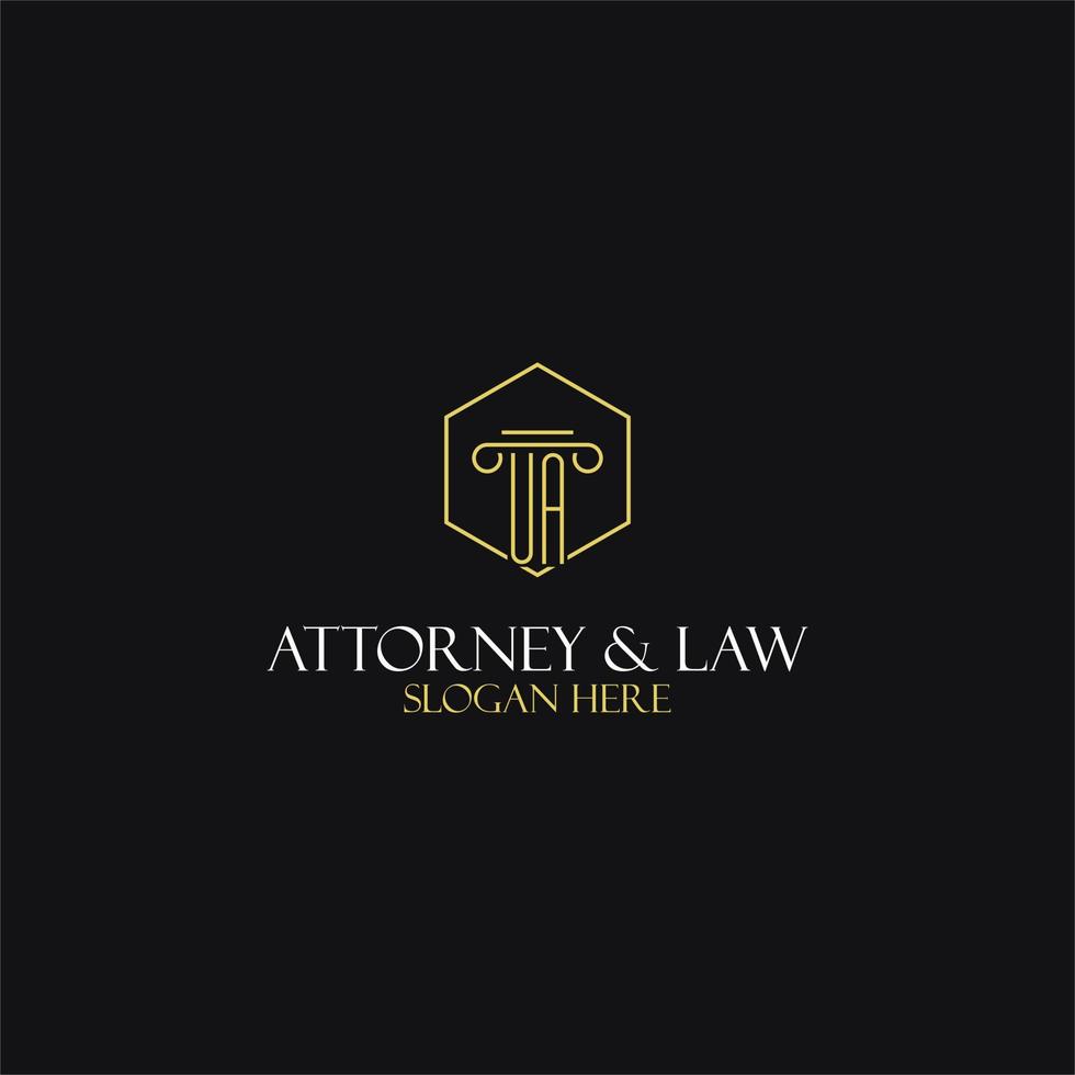 diseño de iniciales de monograma ua para logotipo legal, abogado, abogado y bufete de abogados vector