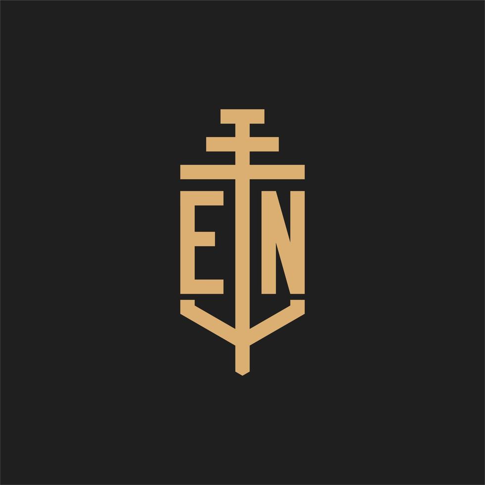 EN initial logo monogram with pillar icon design vector