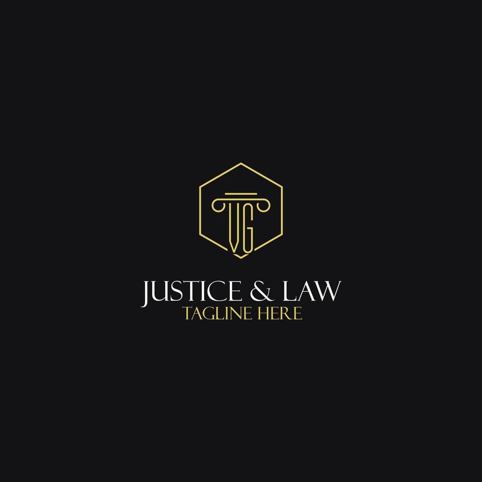 VG monogram initials design for legal, lawyer, attorney and law firm logo vector