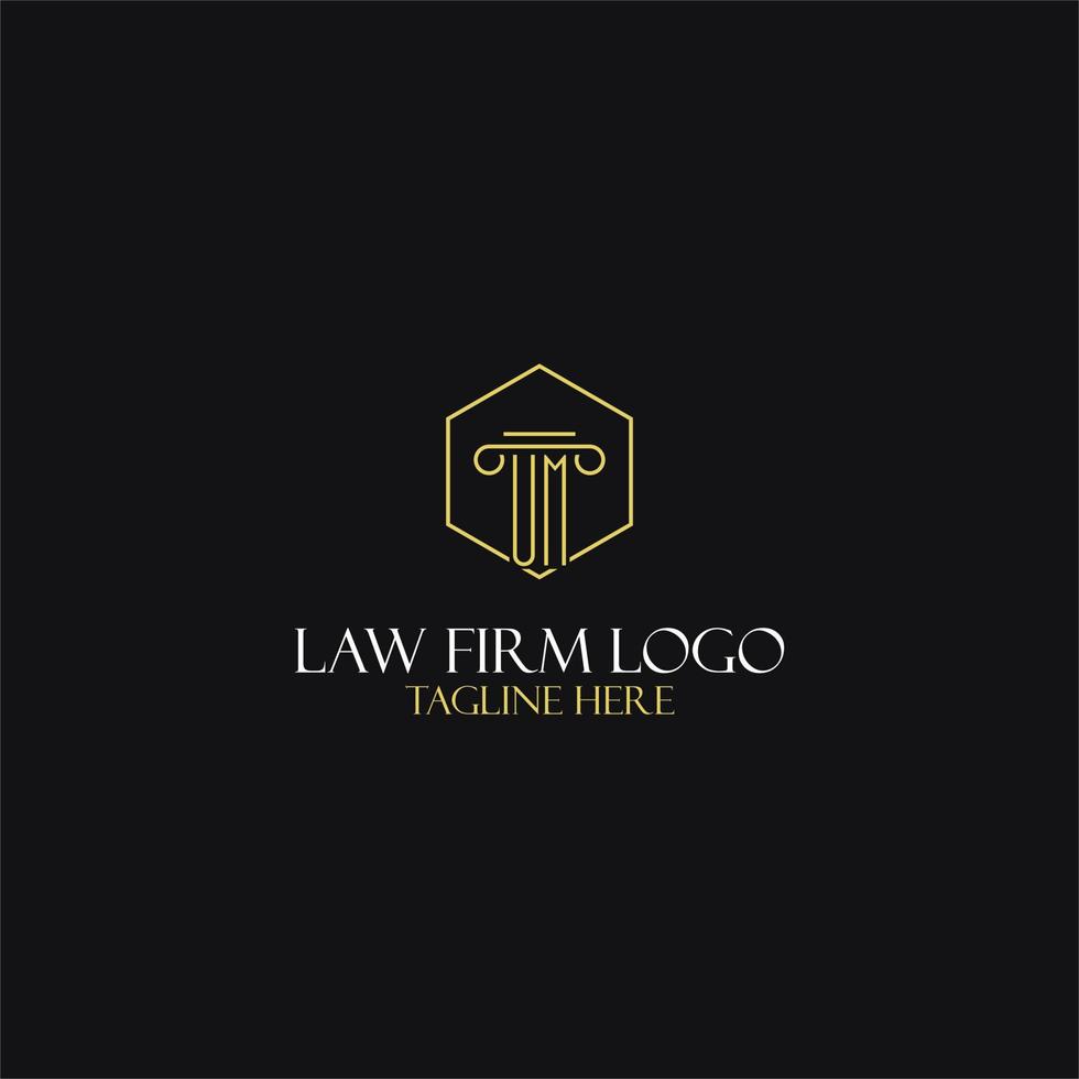 UM monogram initials design for legal, lawyer, attorney and law firm logo vector