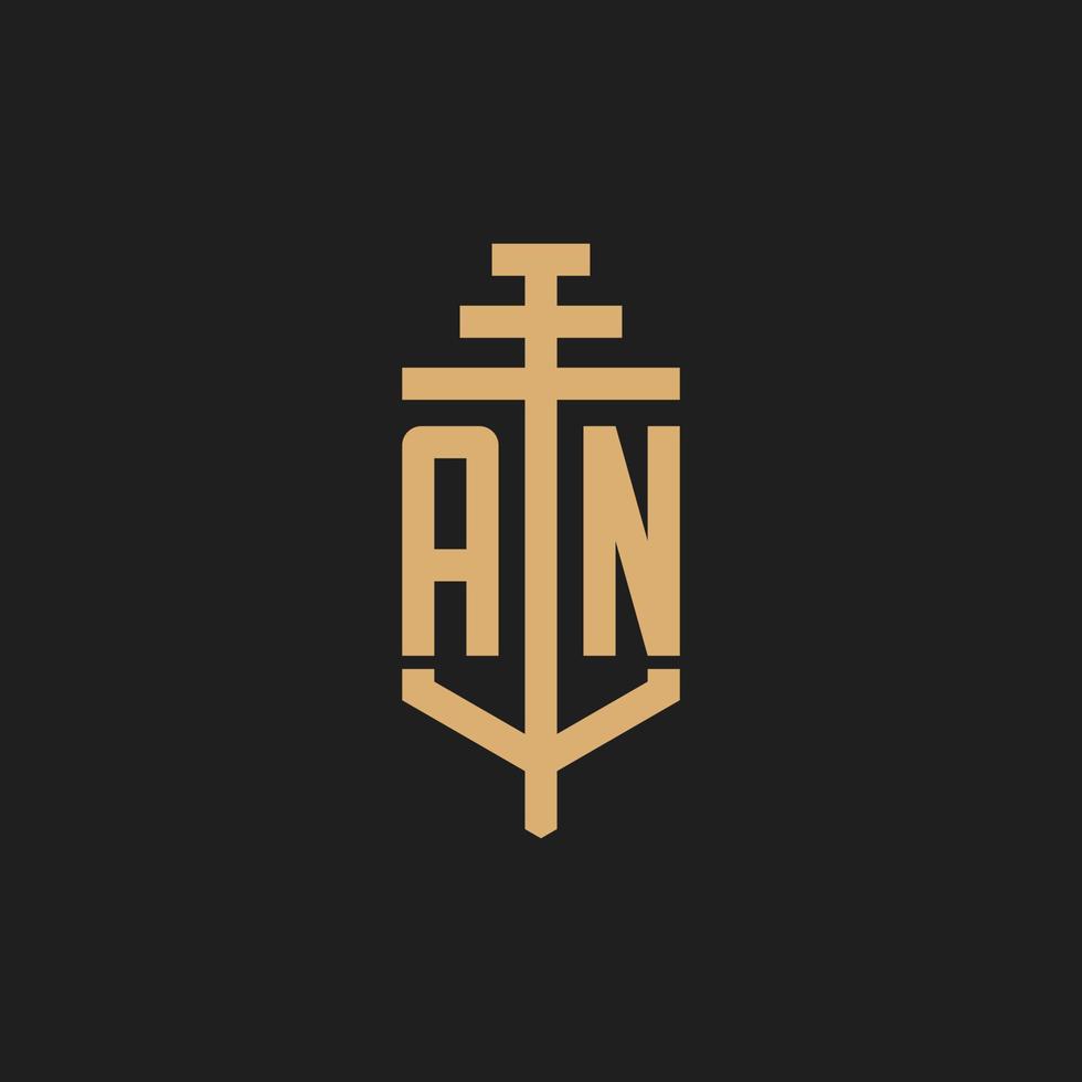 un monograma de logotipo inicial con vector de diseño de icono de pilar