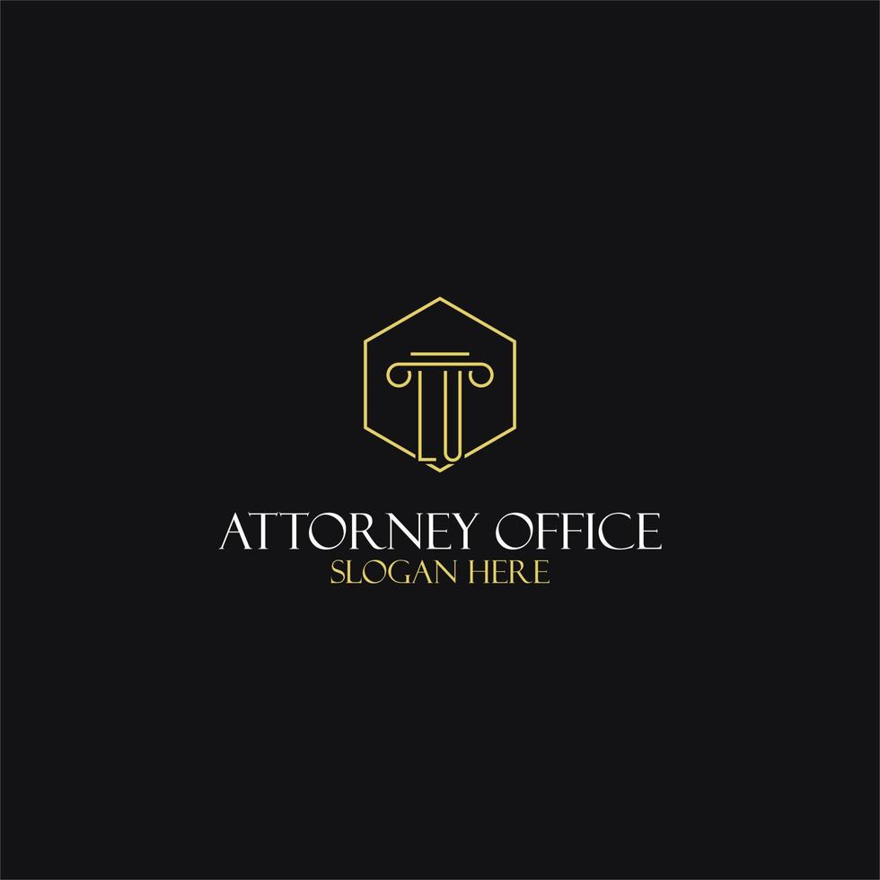 LU monogram initials design for legal, lawyer, attorney and law firm logo vector