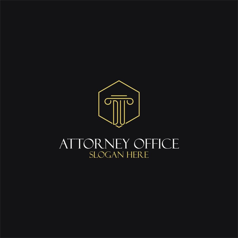 du diseño de iniciales de monograma para logotipo legal, abogado, abogado y bufete de abogados vector