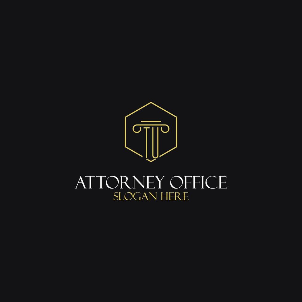 TU monogram initials design for legal, lawyer, attorney and law firm logo vector