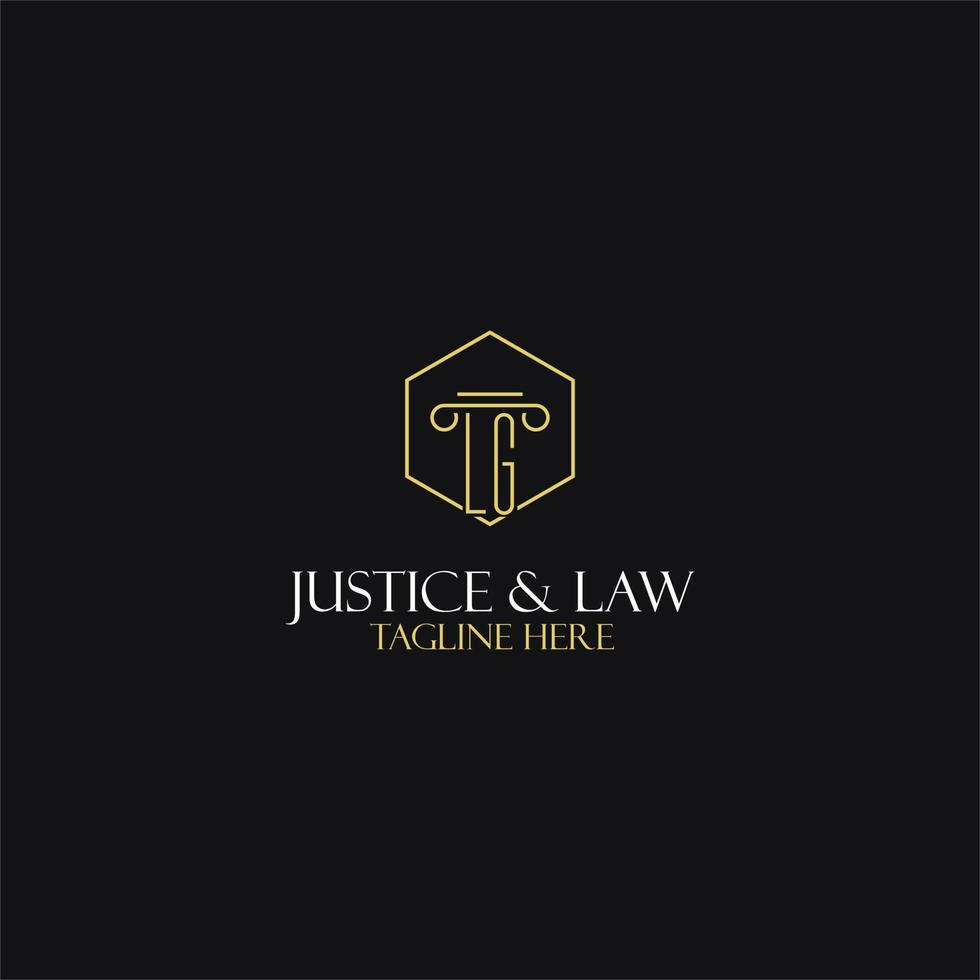 diseño de iniciales de monograma lg para logotipo legal, abogado, abogado y bufete de abogados vector