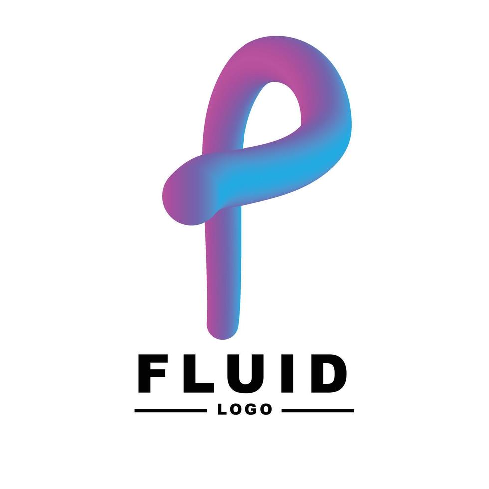 creatividad de color fluido. diseño de carteles de comunicación visual. logotipo de la letra p vector
