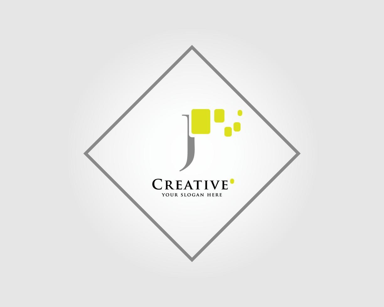 The Letter J Logo Design with a combination of green squares is suitable for your business brand. vector