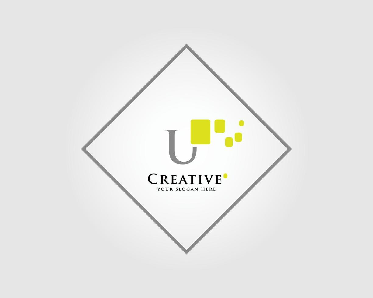 The Letter U Logo Design with a combination of green squares is suitable for your business brand. vector