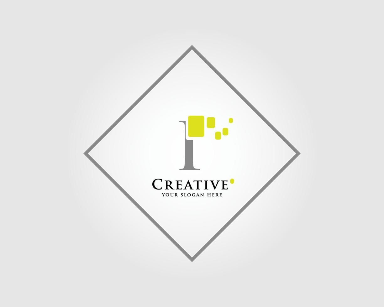 el diseño del logotipo de la letra i con una combinación de cuadrados verdes es adecuado para su marca comercial. vector