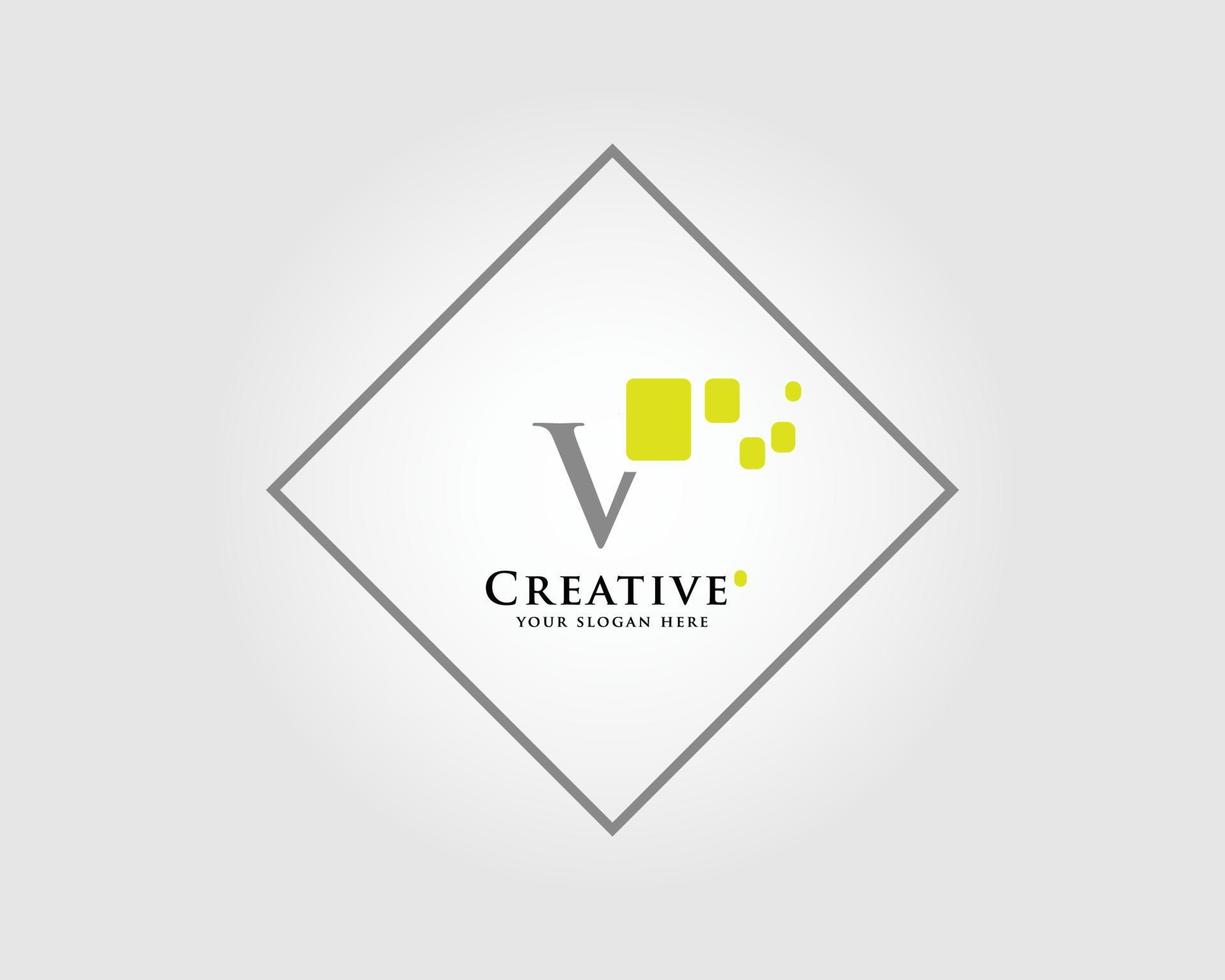 The Letter V Logo Design with a combination of green squares is suitable for your business brand. vector