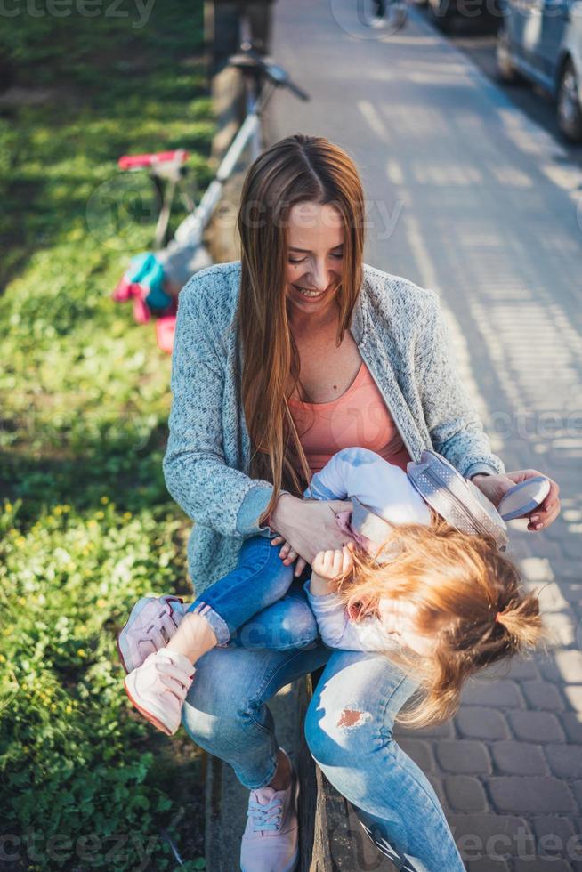 Mom and daughter are having fun photo