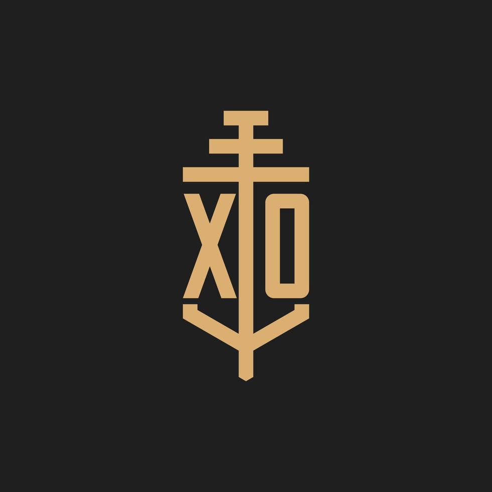 monograma inicial del logotipo de xo con vector de diseño de icono de pilar