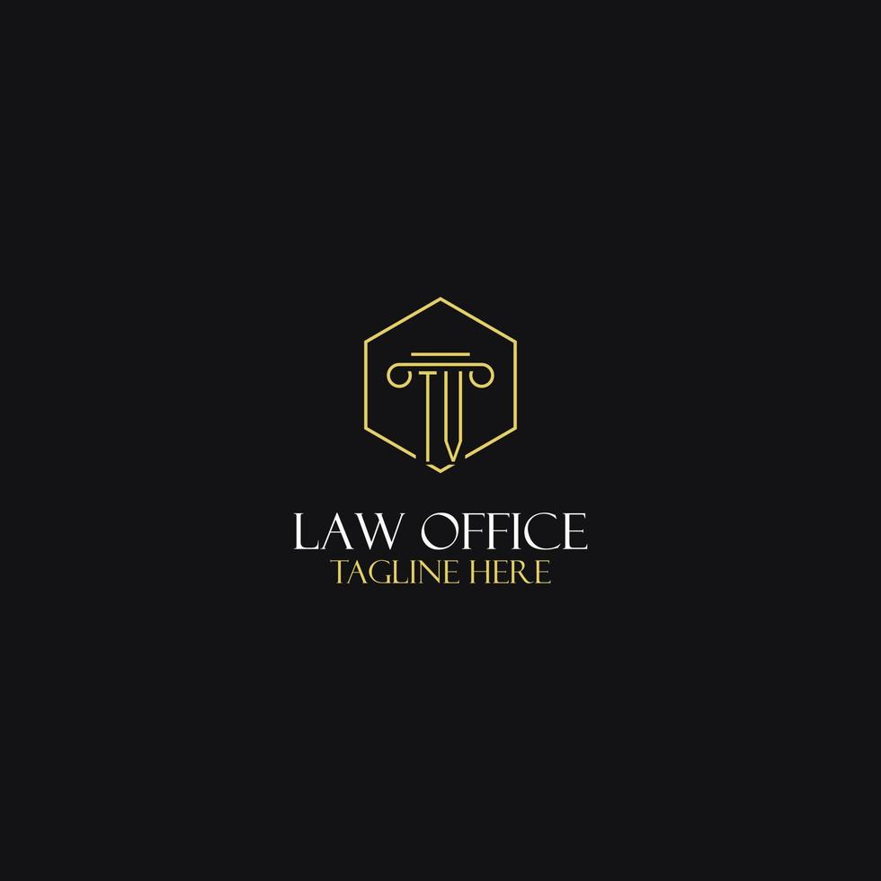 diseño de iniciales de monograma de tv para logotipo legal, abogado, abogado y bufete de abogados vector