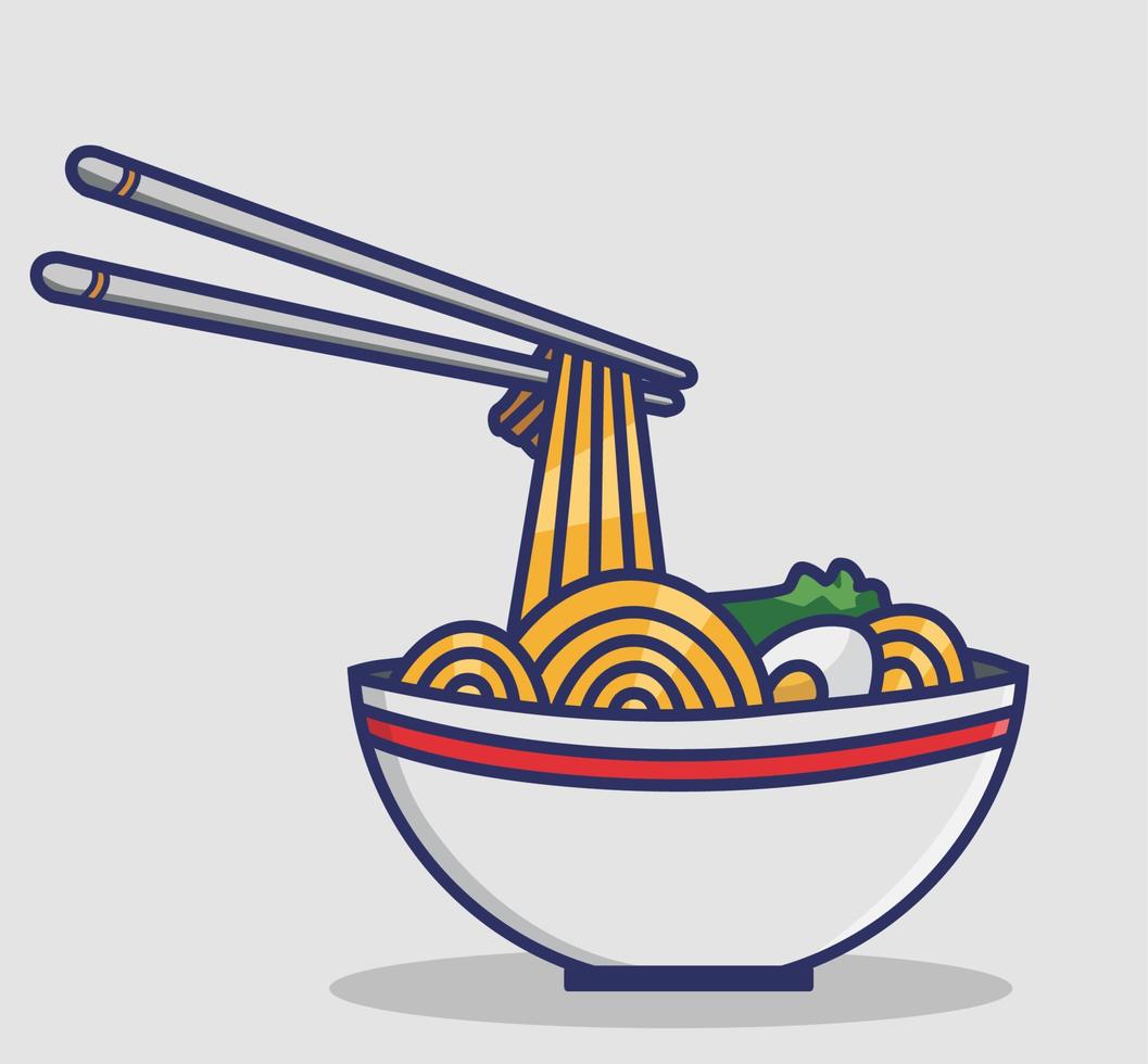 fideos de dibujos animados lindo. comida y bebida dibujos animados estilo plano icono ilustración premium vector logo pegatina mascota aislado diseño web