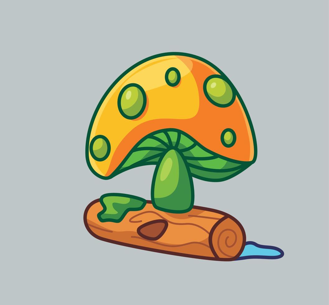 cute mushroom on the old wood vector