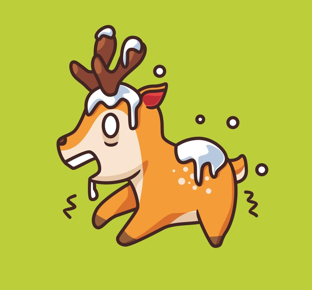 cute deer freezing by a snow vector