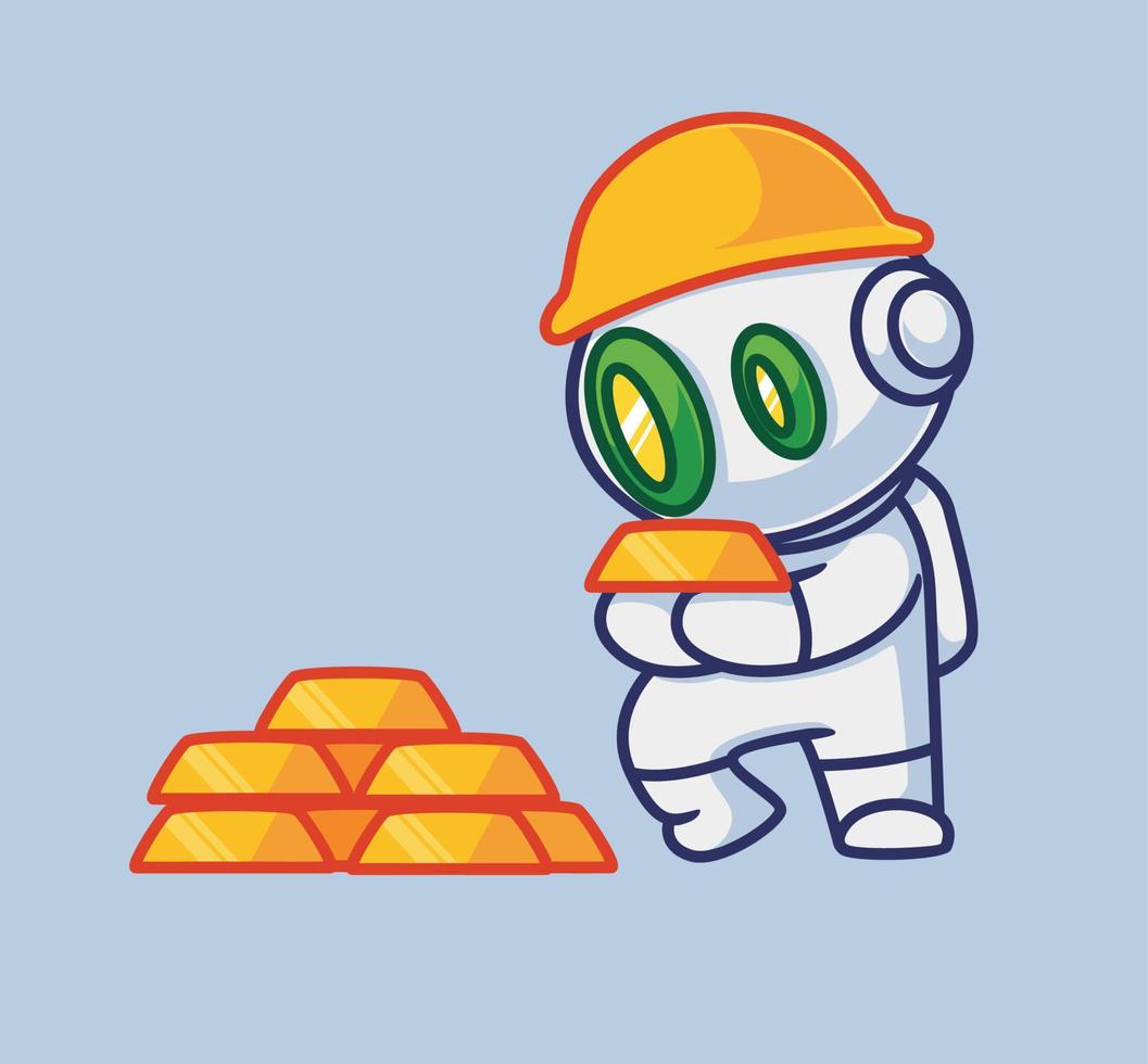 cute worker collect the gold stack. Isolated cartoon person illustration. Flat Style suitable for Sticker Icon Design Premium Logo vector