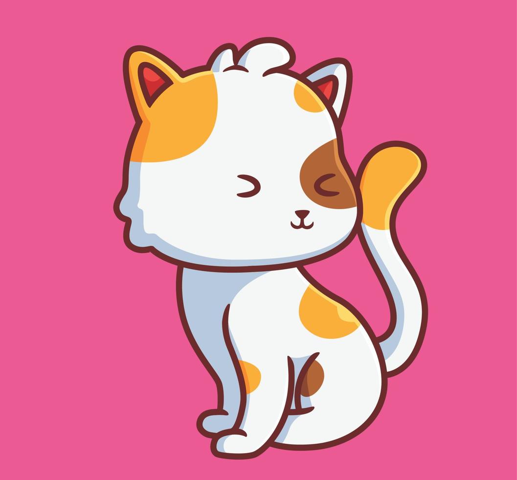 lindo gato guiño. ilustración animal de dibujos animados aislados. vector de logotipo premium de diseño de icono de etiqueta de estilo plano. personaje mascota