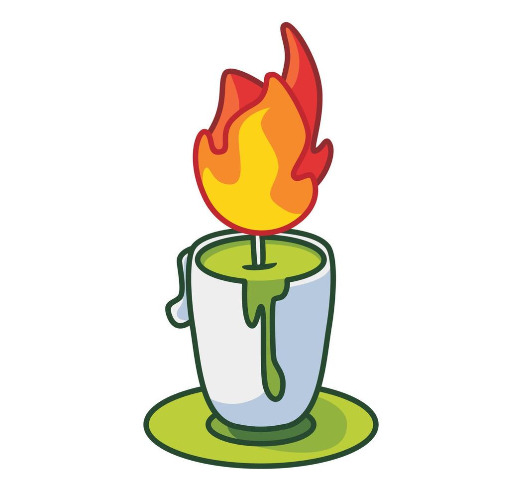 cute burning candle with a flame vector