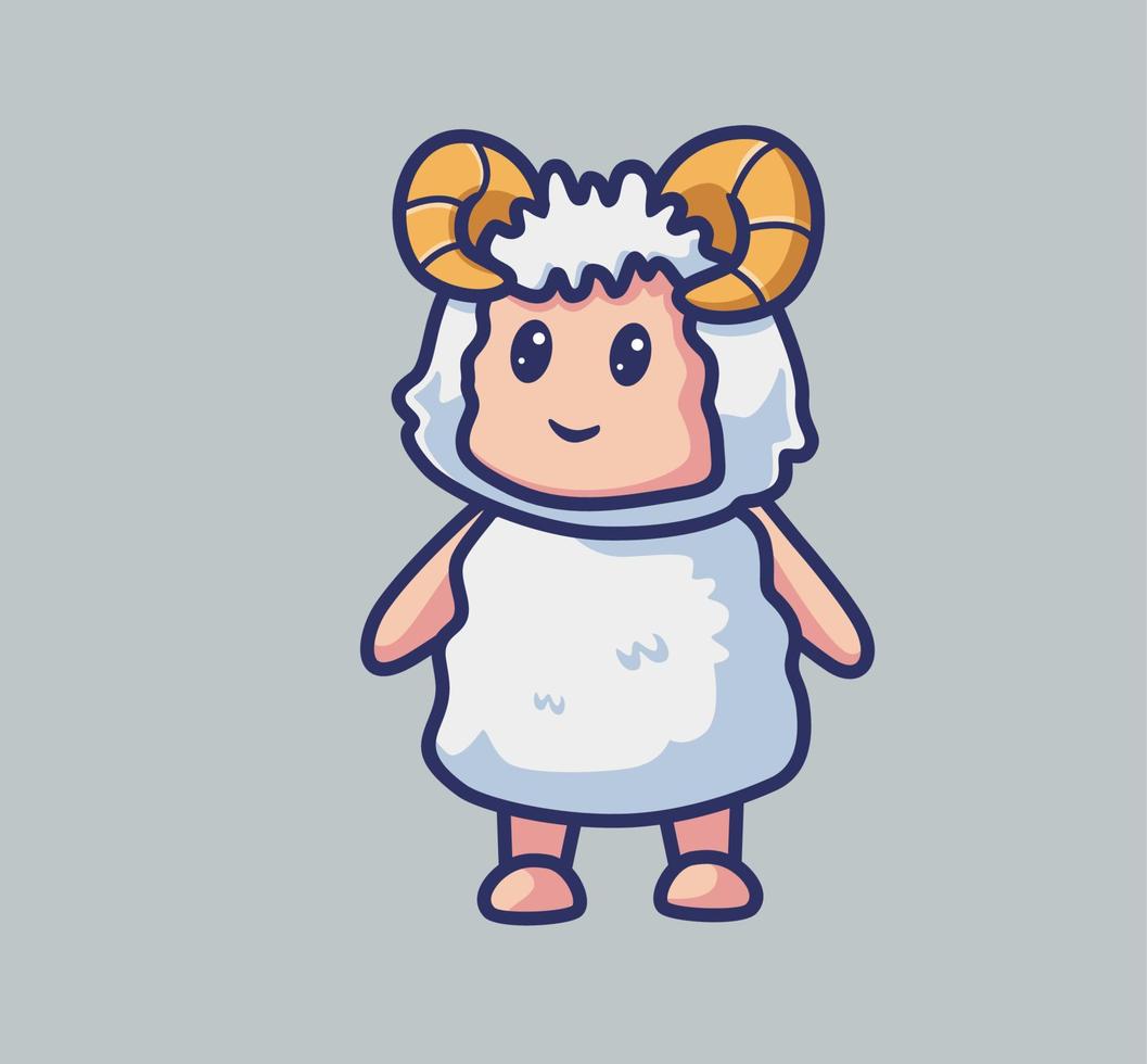 cute sheep wool kid. isolated cartoon animal nature illustration. Flat Style suitable for Sticker Icon Design Premium Logo vector. Mascot Character vector