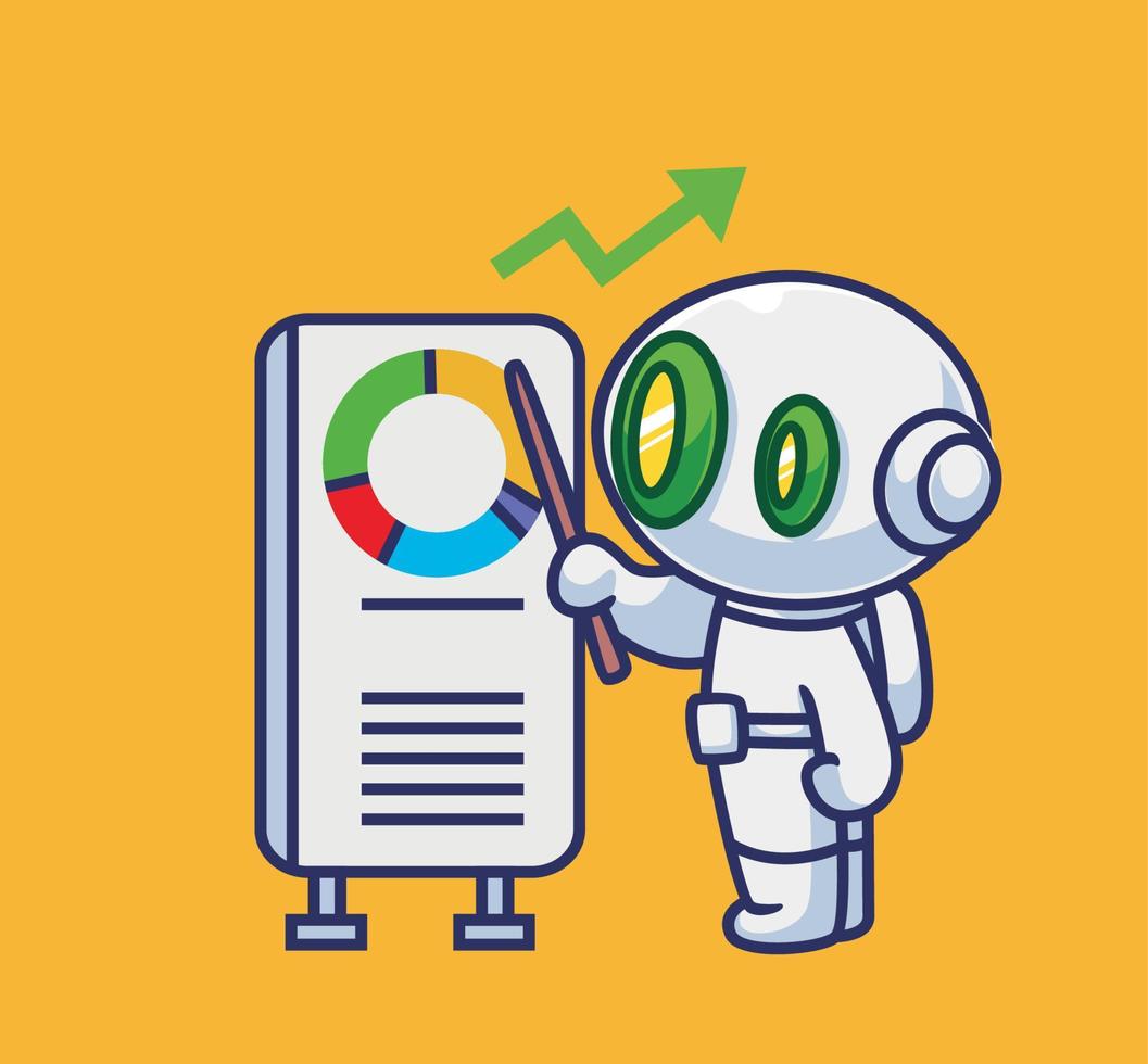 cute astronaut robot learn strategy for investment vector