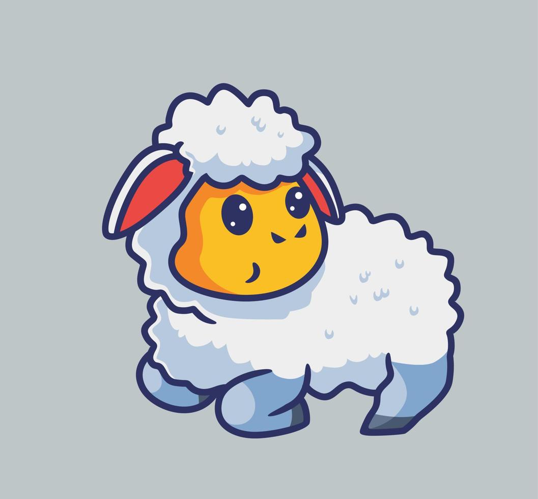 cute sheep sitting on the ground. isolated cartoon animal nature illustration. Flat Style suitable for Sticker Icon Design Premium Logo vector. Mascot Character vector