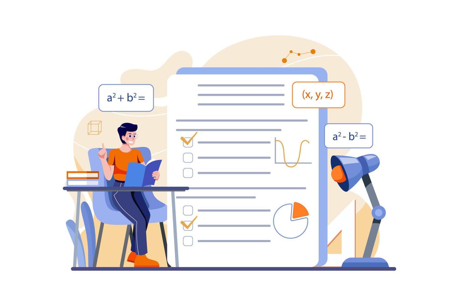 Student Doing Homework Illustration concept on white background vector