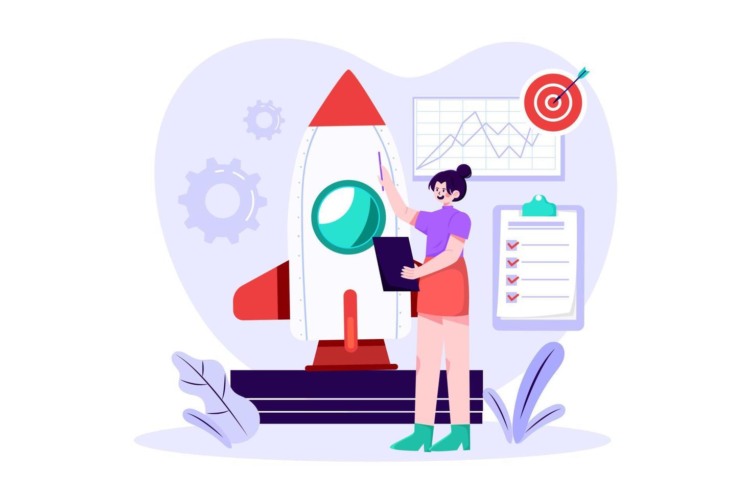 Businesswoman checking product quality Illustration concept on white background vector