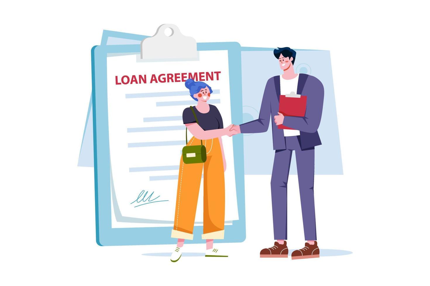 Man With The Loan Agreement Illustration concept on white background vector