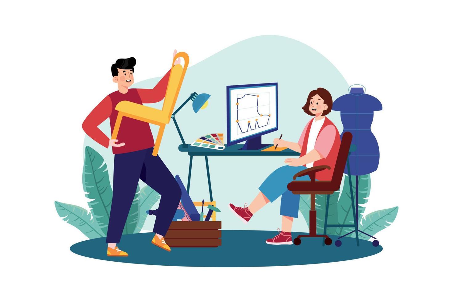 Industrial Designer Illustration concept on white background 11466538