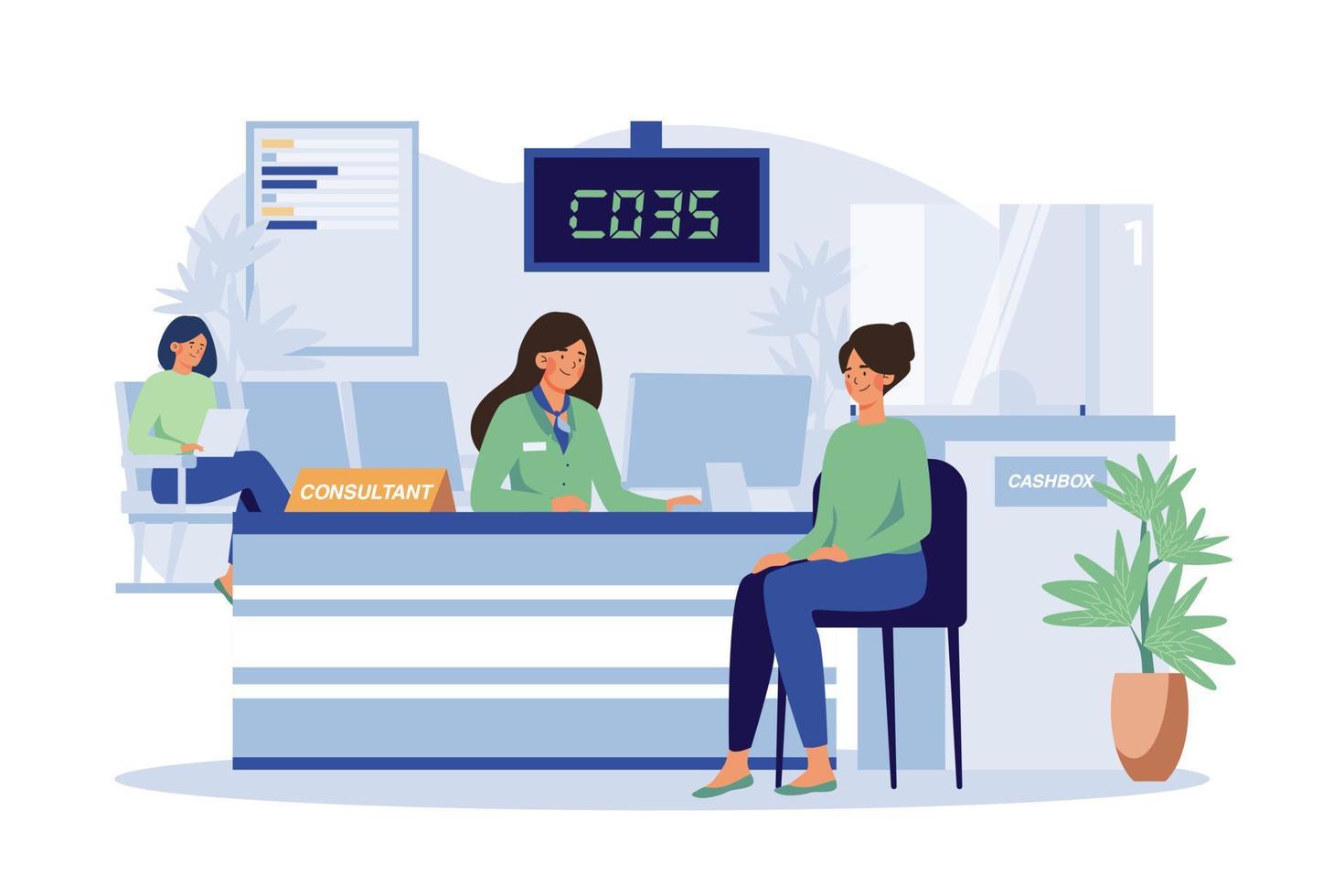 Bank Consultant Working With Customers Illustration concept on white background vector