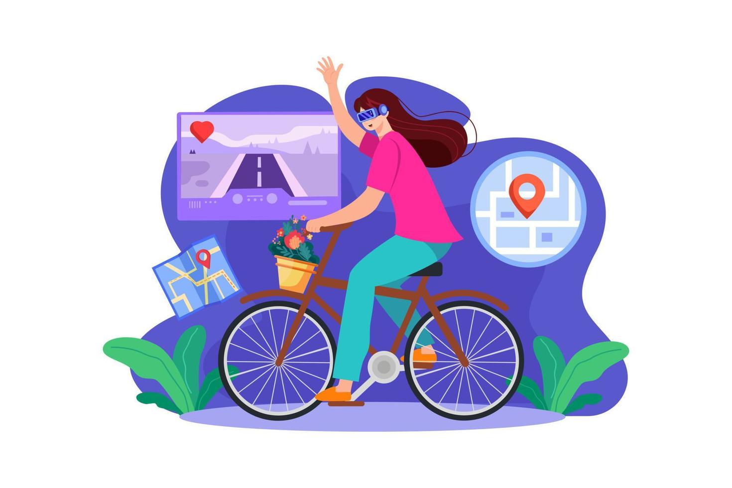 Girl doing Virtual Shopping vector