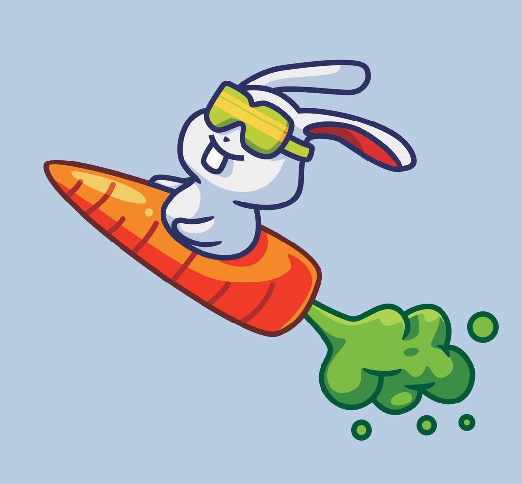 Cute rabbit with carrot as a rocket vector
