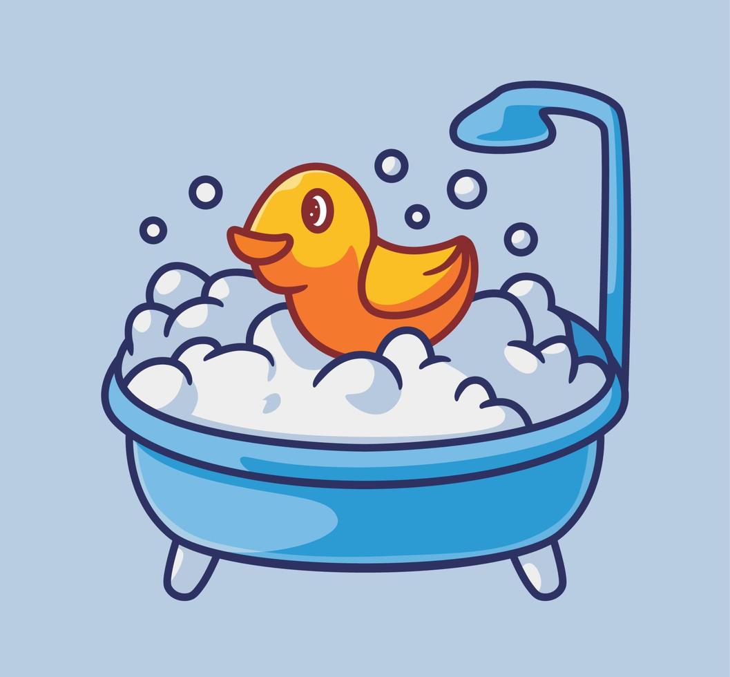 cute duck toy on a bathroom. Isolated cartoon object illustration. Flat Style suitable for Sticker Icon Design Premium Logo vector