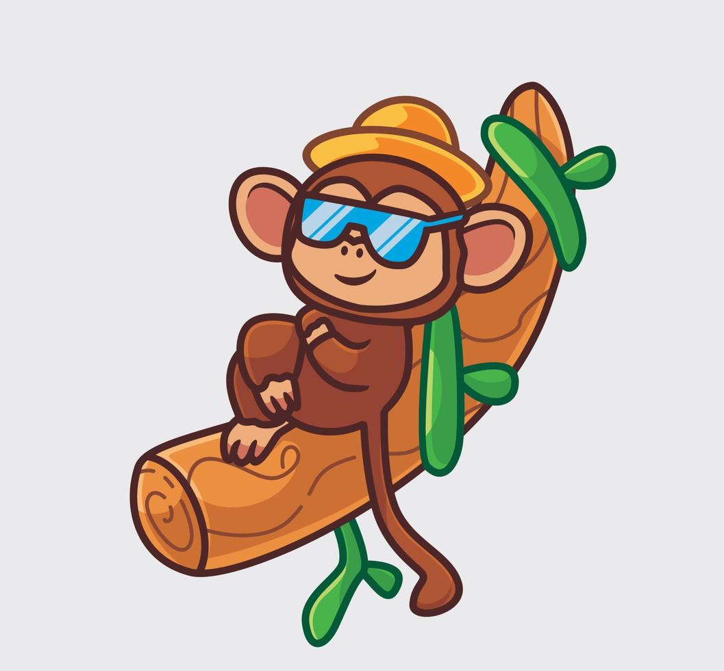 cute monkey relax summer vacation holiday. isolated cartoon animal nature  illustration. Flat Style suitable for Sticker Icon Design Premium Logo  vector. Mascot Character 11466586 Vector Art at Vecteezy