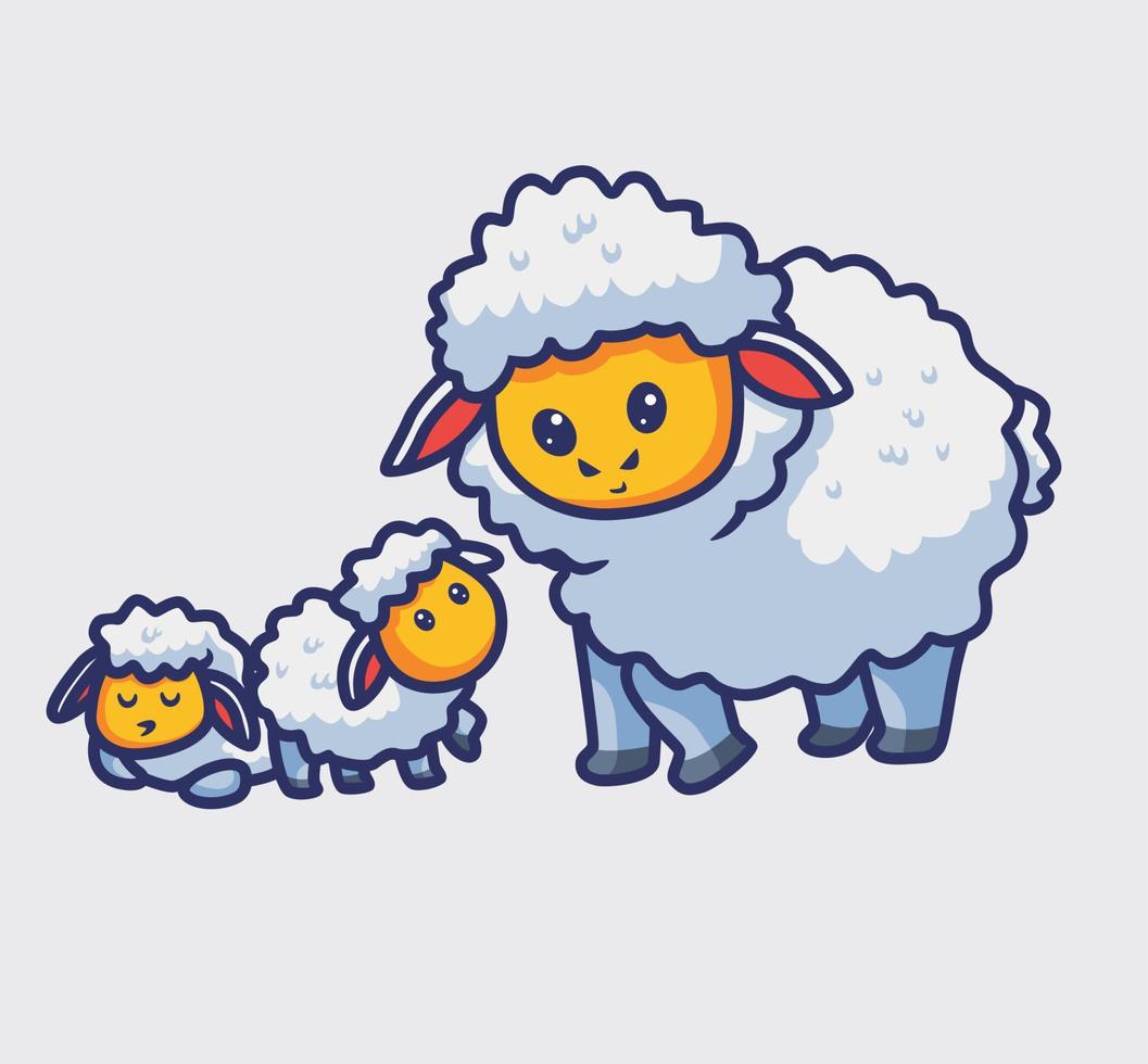 cute sheep family mom and her child. isolated cartoon animal nature illustration. Flat Style suitable for Sticker Icon Design Premium Logo vector. Mascot Character vector