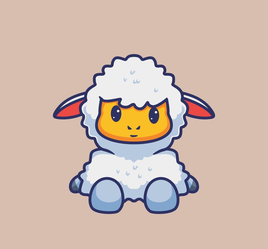 cute sheep sitting. isolated cartoon animal nature illustration. Flat Style suitable for Sticker Icon Design Premium Logo vector. Mascot Character vector