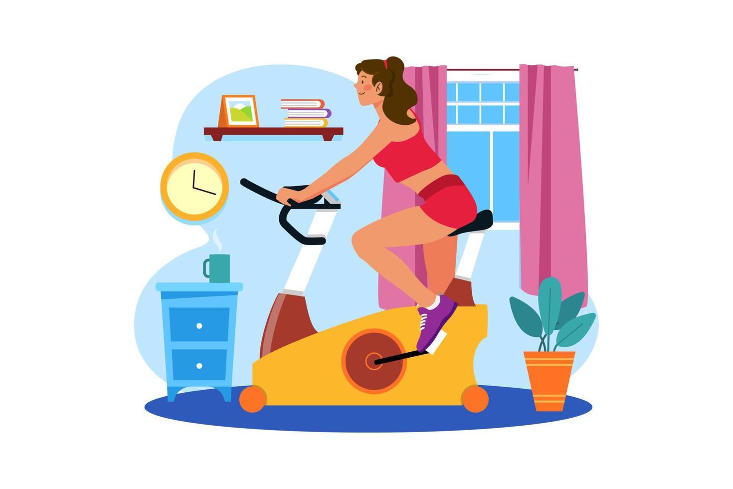 Stationary bicycle and indoor cycling Illustration concept on white background vector