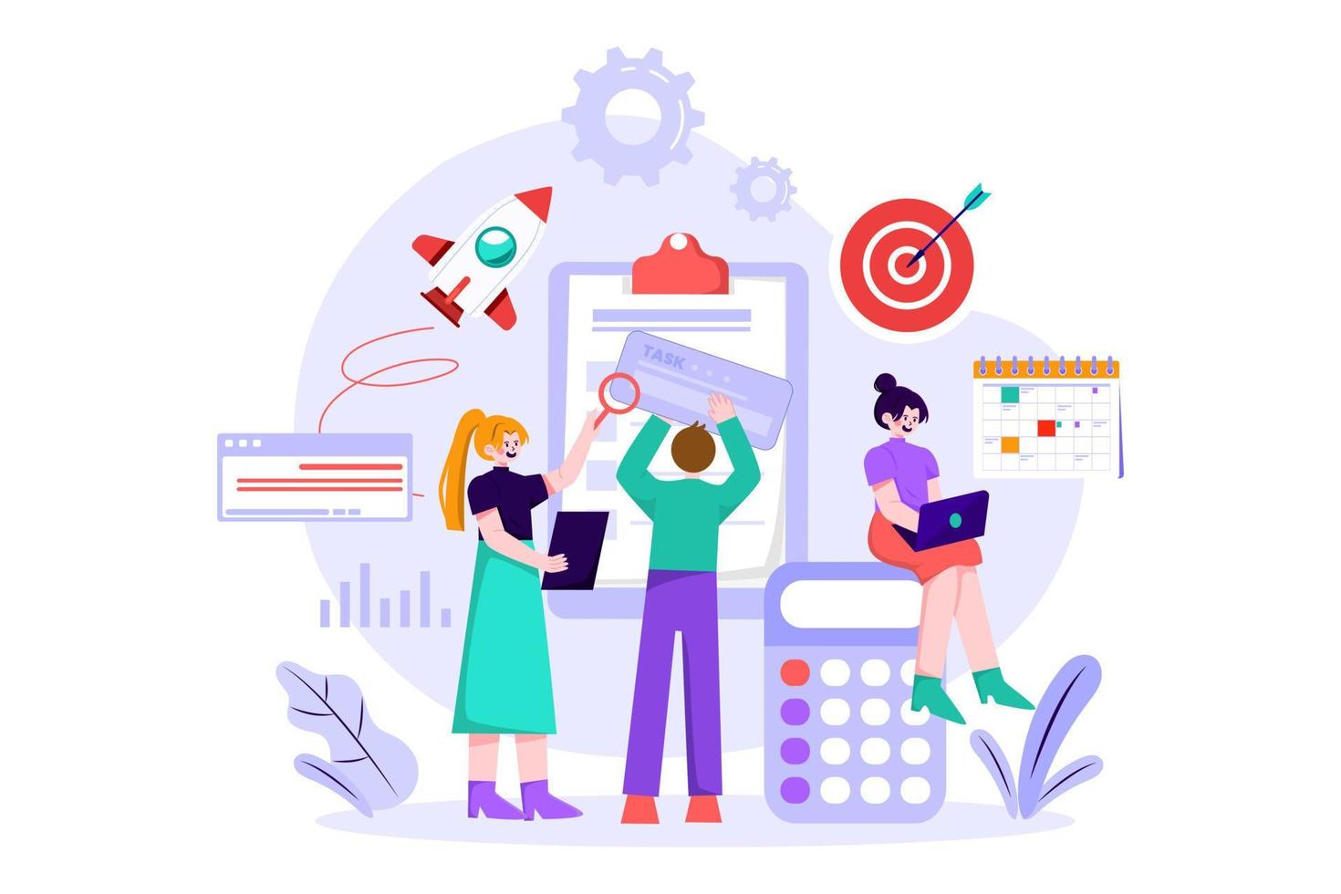 Business growth management analsis Illustration concept on white backgroundy vector
