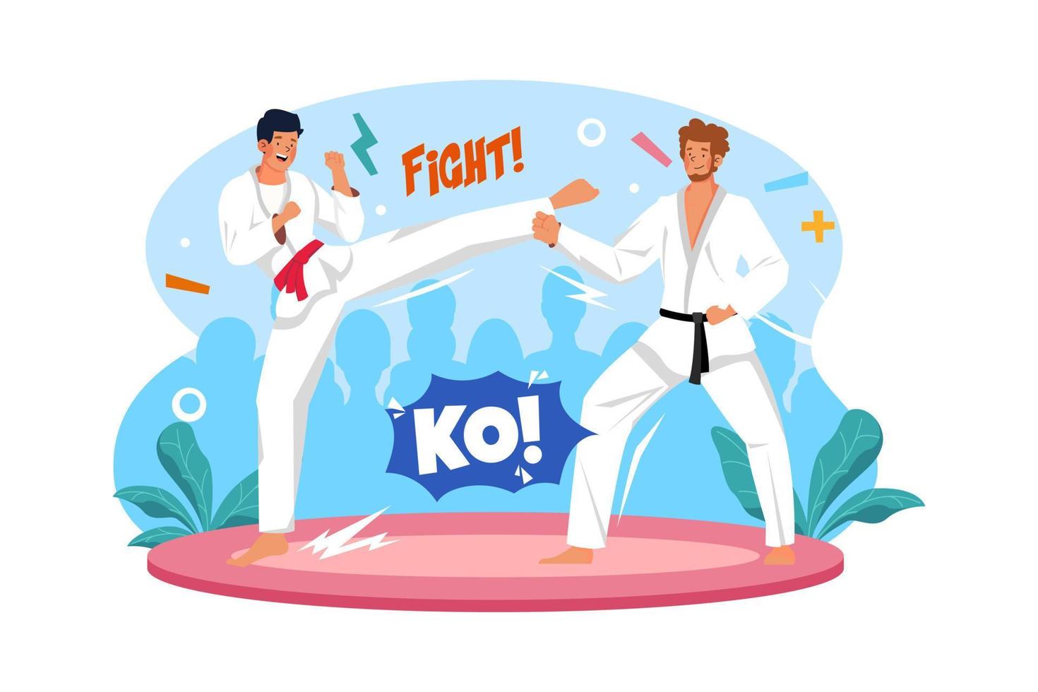 Guys karate sparring for training Illustration concept on white background vector