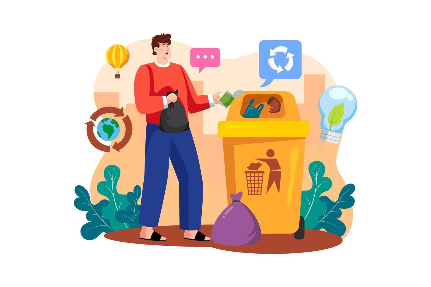 Man is recycling waste vector