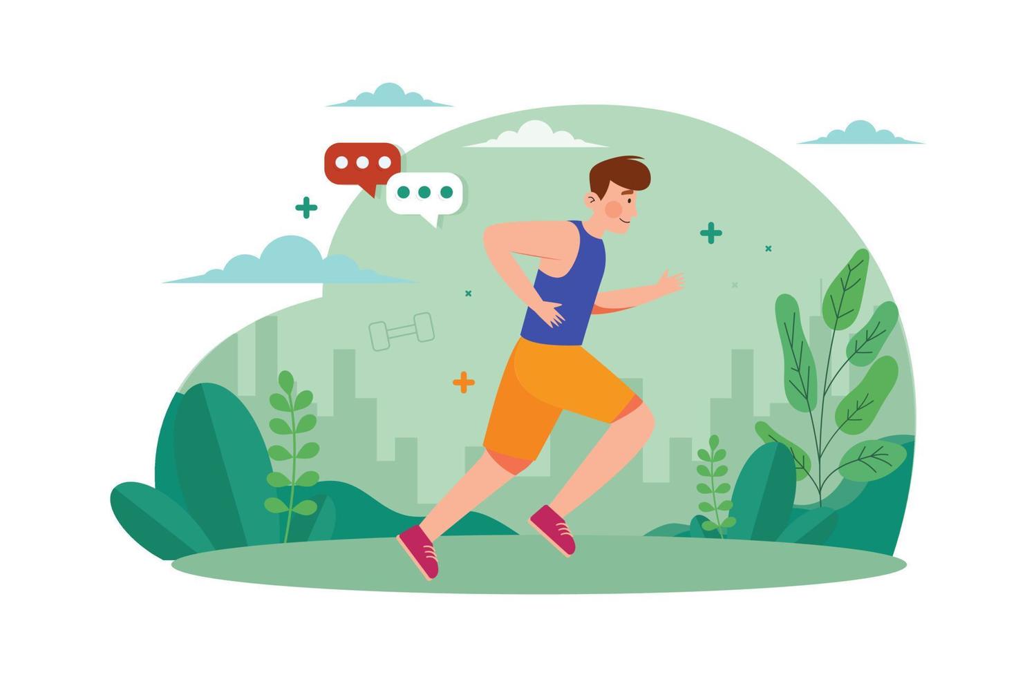 Boy jogging in the park vector