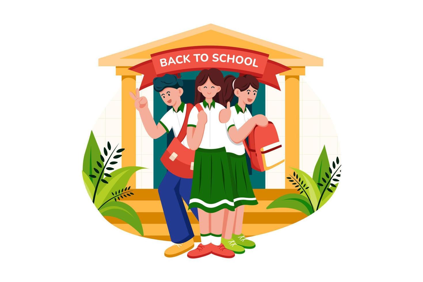 Children with backpacks are ready to go back to school vector